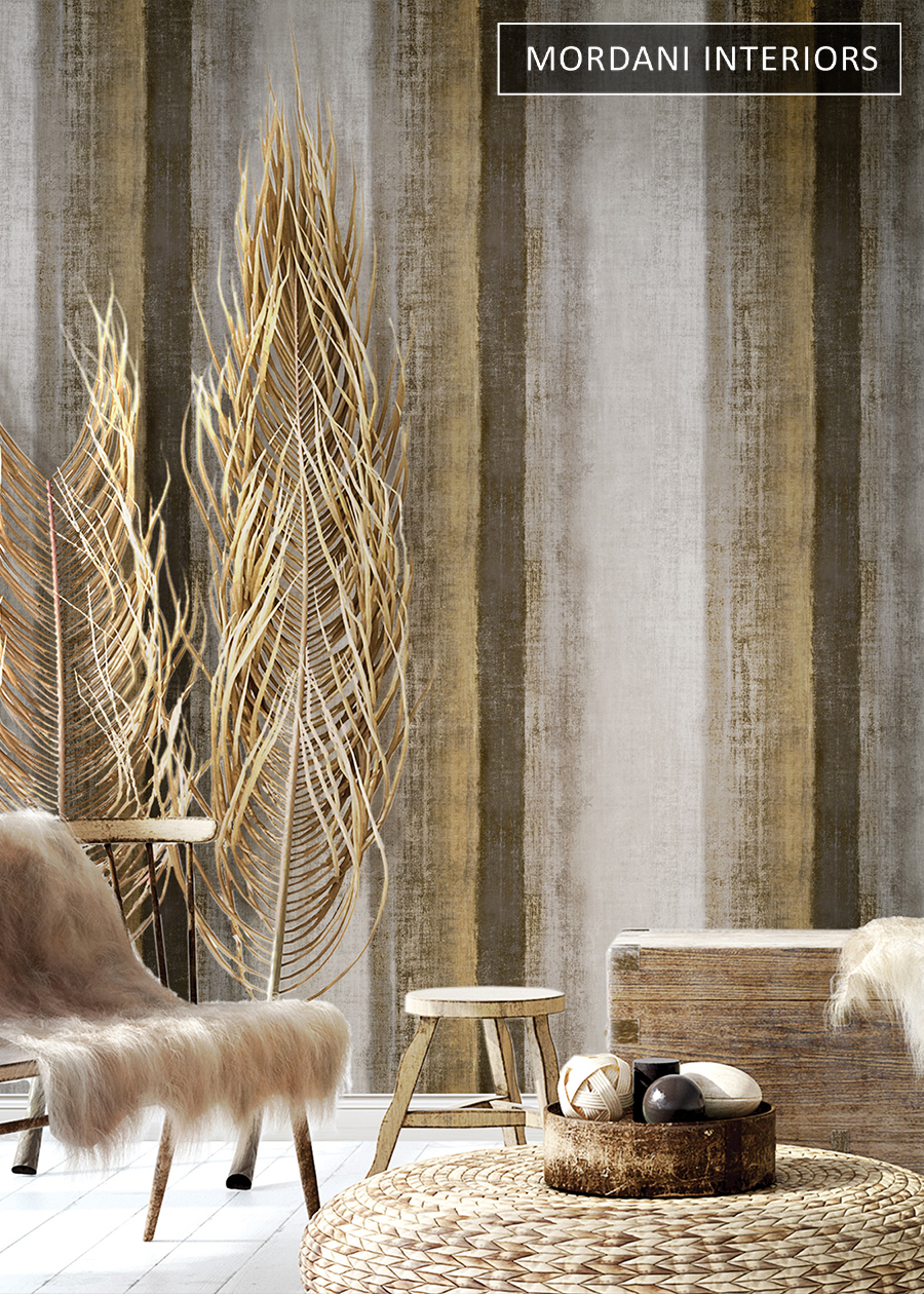 Beige Fabric Rustic Stripes Italian Wallpaper